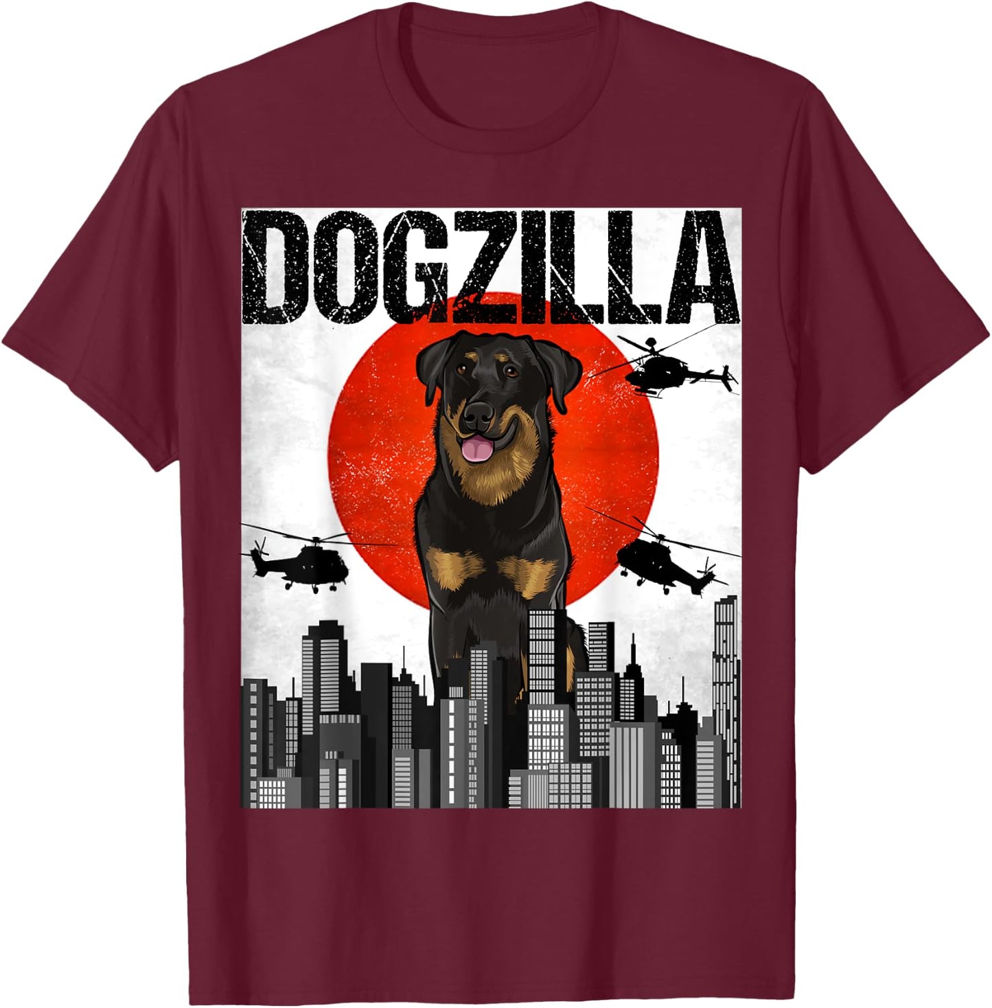 Funny Vintage Japanese Dogzilla Beauceron T-Shirt - T-Shirt | Maroon