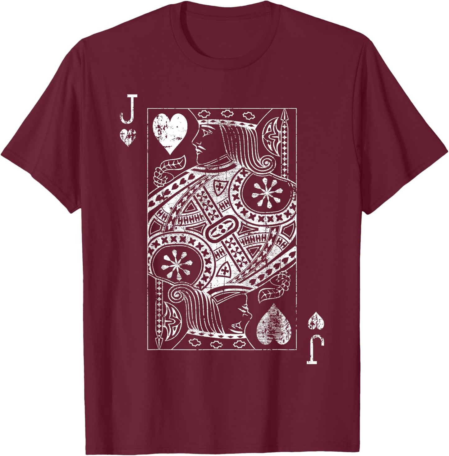 Jack Of Hearts Vintage Card T-Shirt - T-Shirt | Maroon