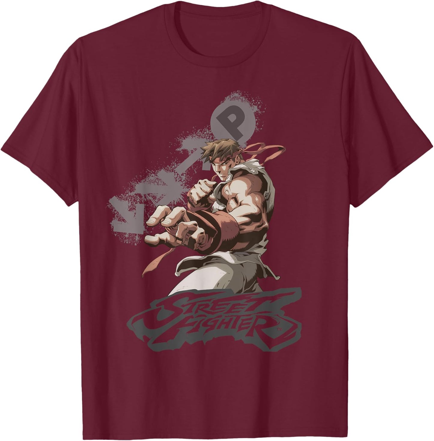 Street Fighter Ryu Portrait Fireball Epic Showdown Gamer T-Shirt - T-Shirt | Maroon
