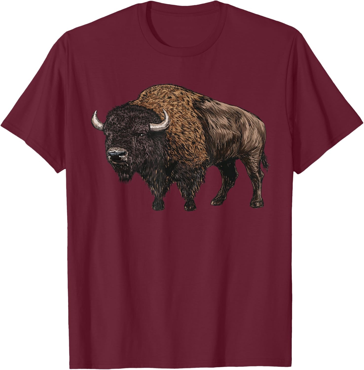 Retro American Bison Silhouette National Park Buffalo Lover T-Shirt - T-Shirt | Maroon