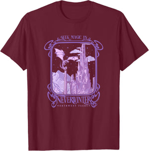 Dungeons & Dragons Seek Magic In Neverwinter Chest Poster V2 T-Shirt - T-Shirt | Maroon
