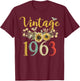 Vintage 1963 Sunflower 62nd Birthday Awesome Since 1963 T-Shirt - T-Shirt | Maroon