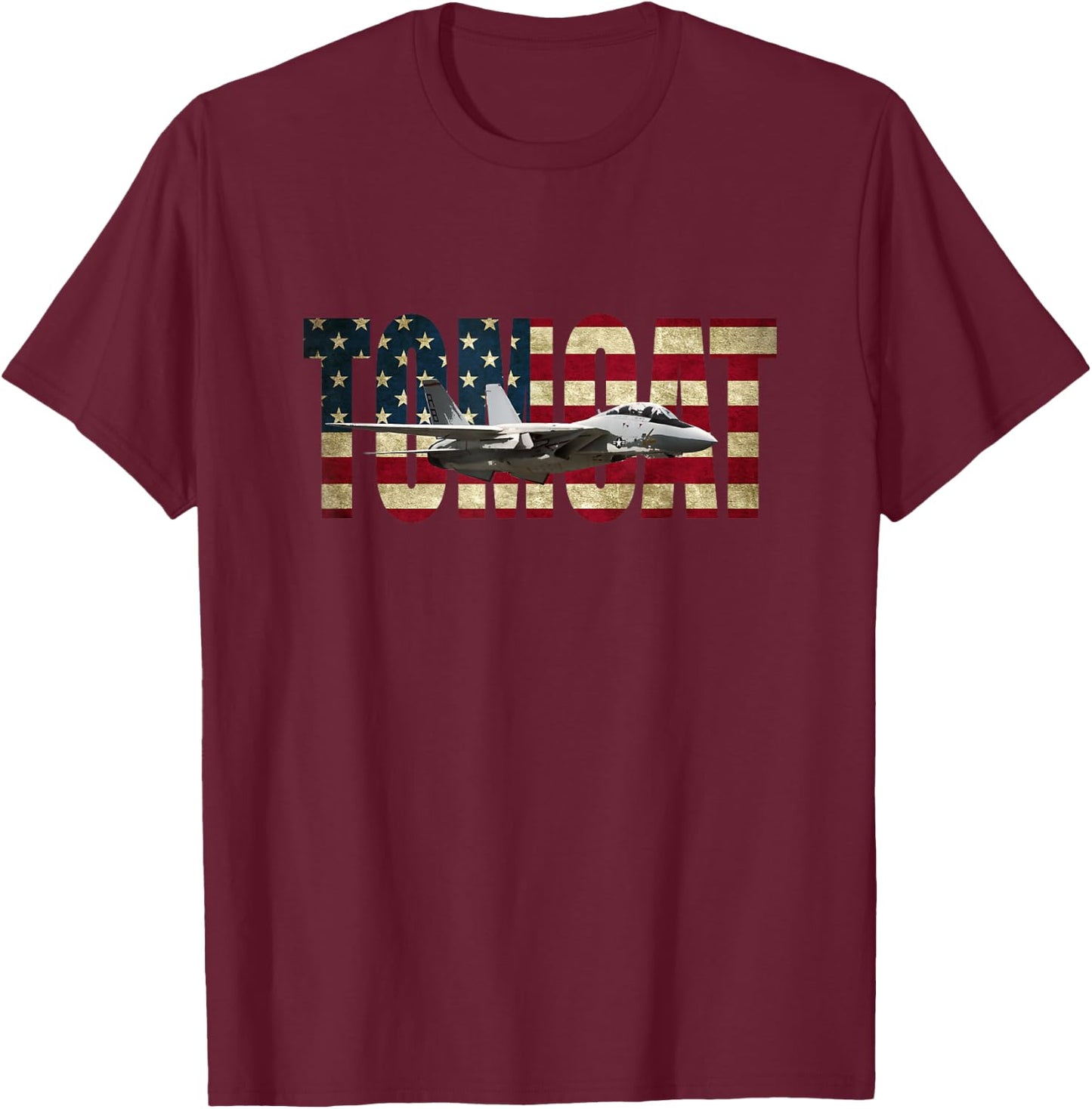 F-14 Tomcat US American Flag T-Shirt - T-Shirt | Maroon