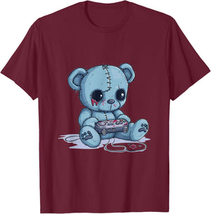 Goth Pastel Cute Creepy Kawaii Gamer Teddy Bear Gaming T-Shirt - T-Shirt | Maroon