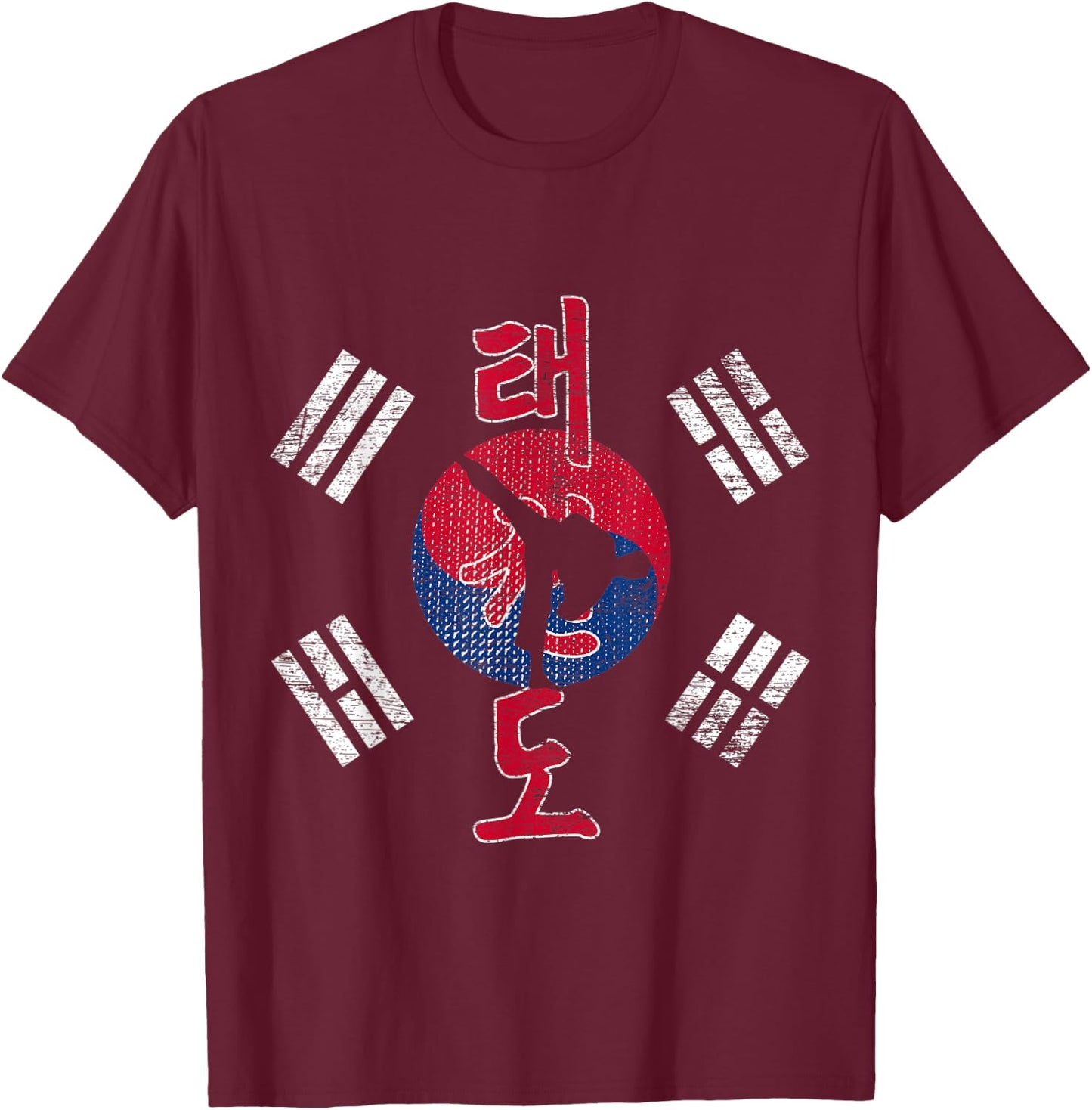 Korea Flag Martial Art Athlete Taekwondo T-Shirt - T-Shirt | Maroon