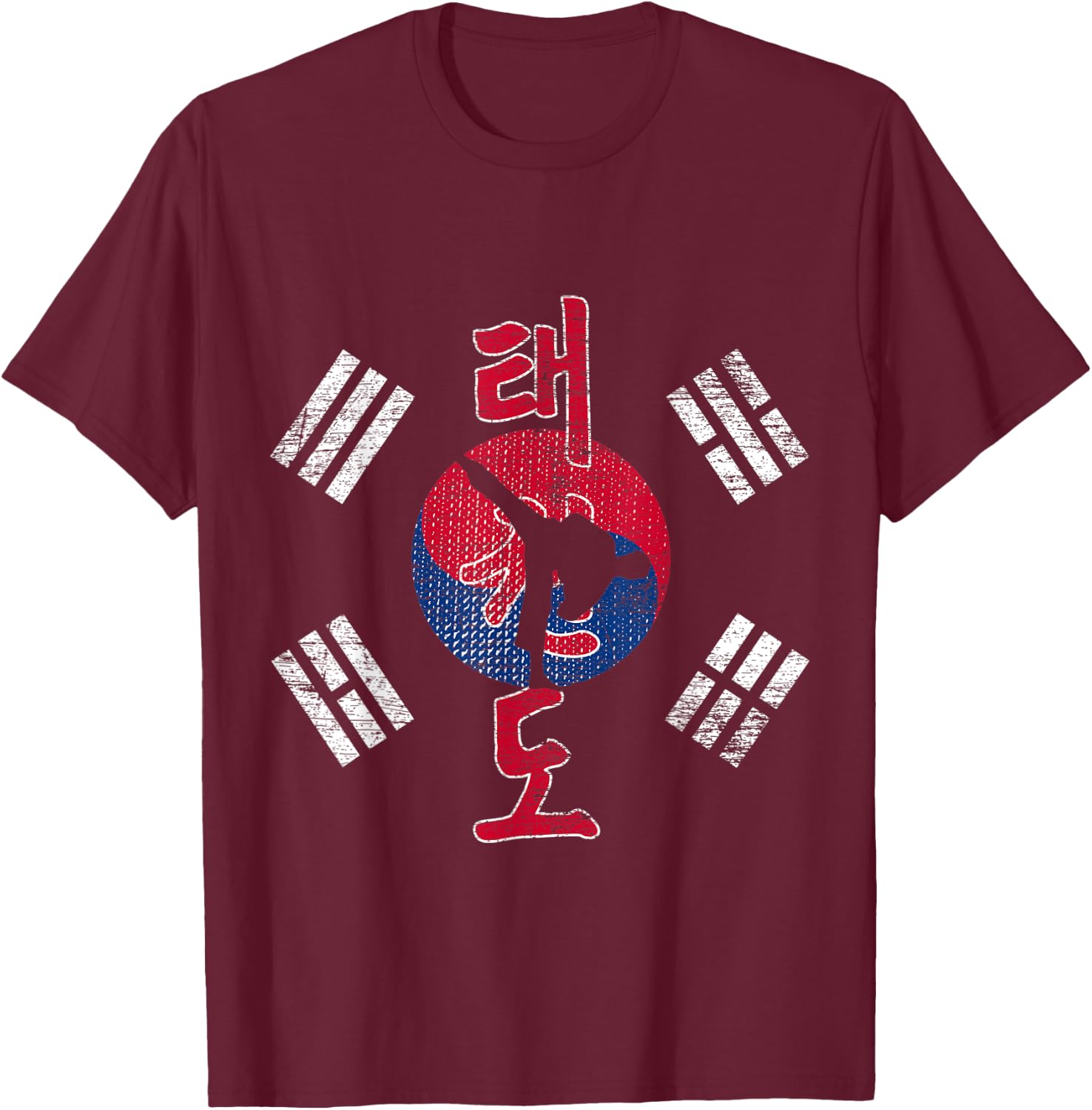 Korea Flag Martial Art Athlete Taekwondo T-Shirt - T-Shirt | Maroon