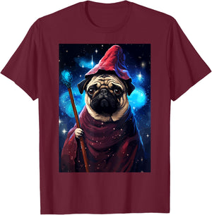 Cute Pug Wizard Character Funny Dog Pixel Art Women Kids T-Shirt - T-Shirt | Maroon