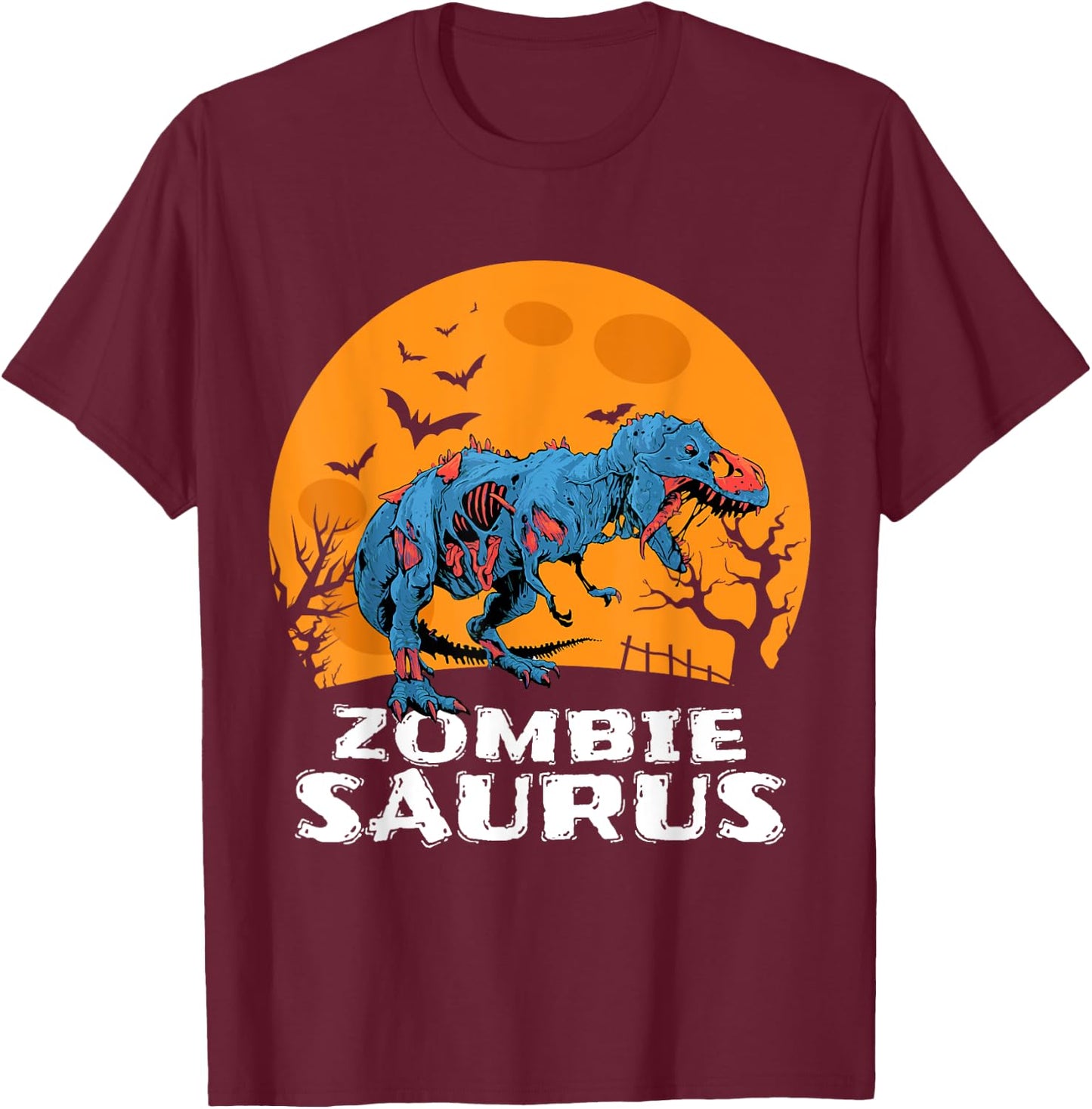 Halloween Zombie T rex Dinosaur Costume Gift Boys Girls Kids T-Shirt - T-Shirt | Maroon