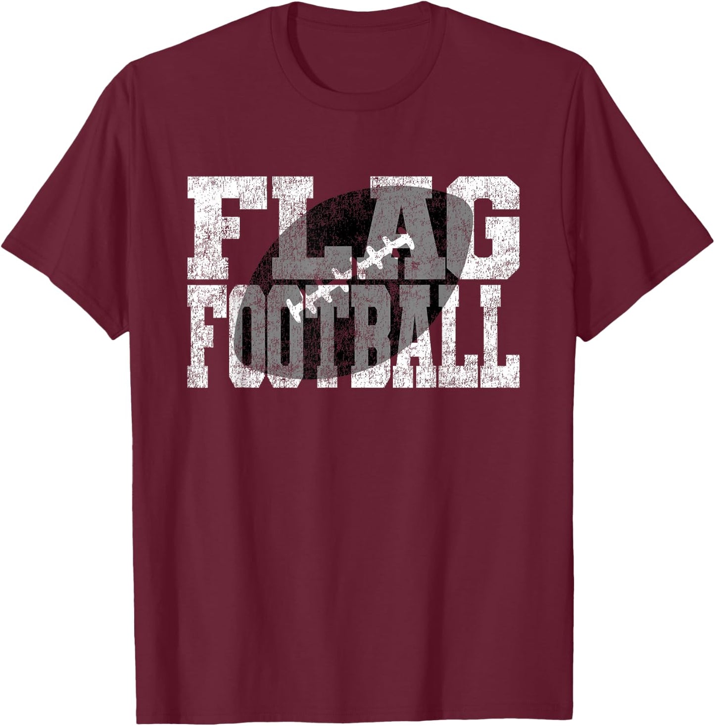 Flag Football - Grunge Flag Football Text Design T-Shirt - T-Shirt | Maroon