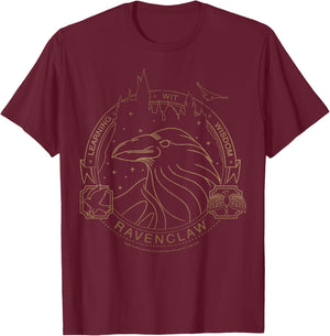 Harry Potter Ravenclaw Line Art Logo T-Shirt - T-Shirt | Maroon