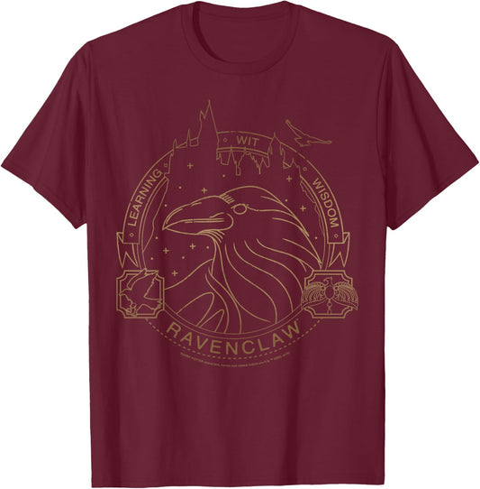 Harry Potter Ravenclaw Line Art Logo T-Shirt - T-Shirt | Maroon