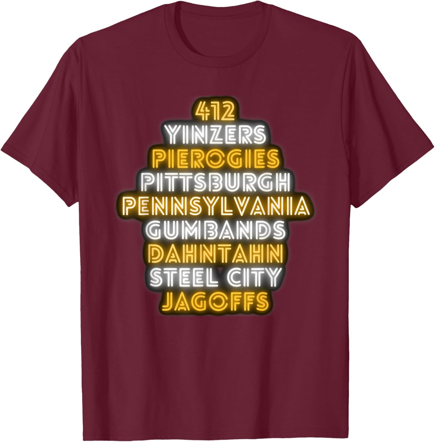 Pittsburgh 412 Jagoffs Yinzers Funny Retro T-Shirt - T-Shirt | Maroon
