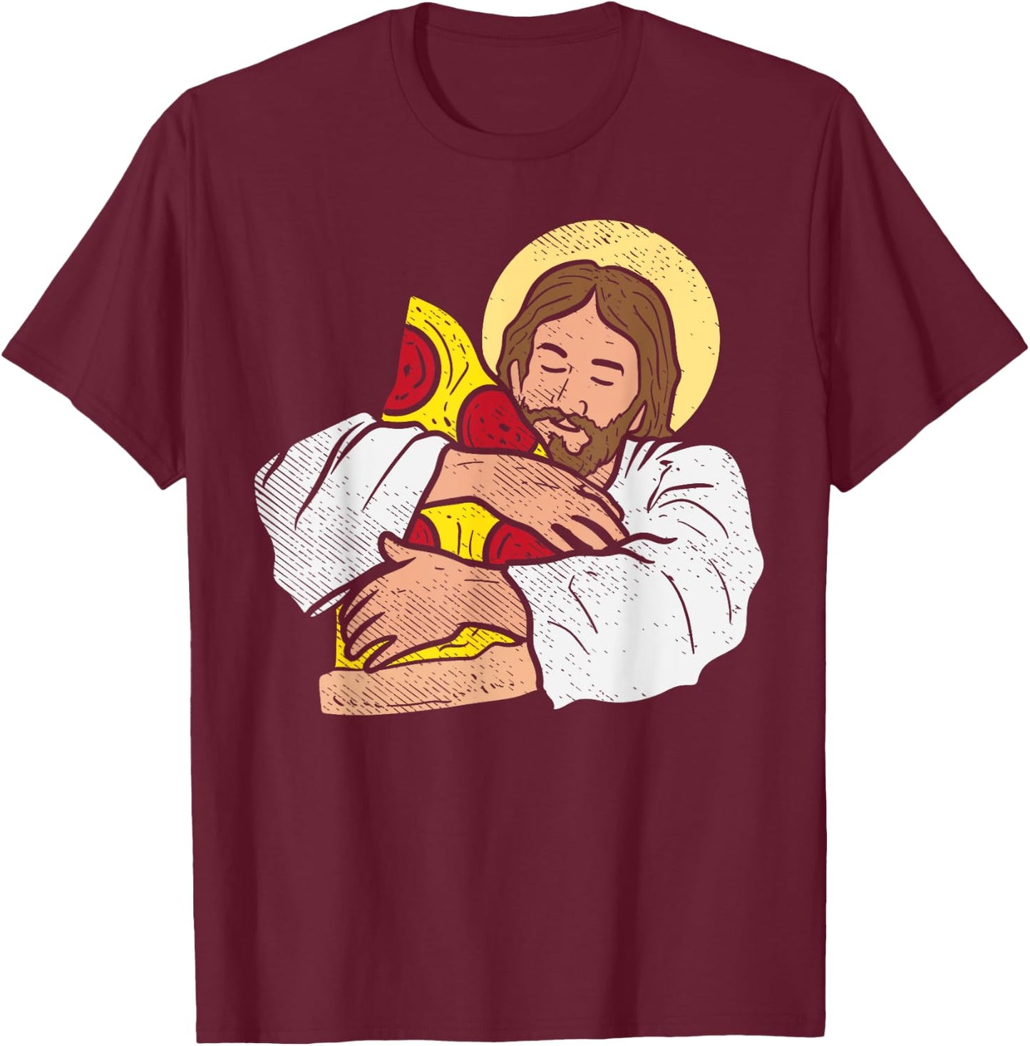 Food Lover Jesus Pizza Funny God Christ Snack Christian Gift T-Shirt - T-Shirt | Maroon