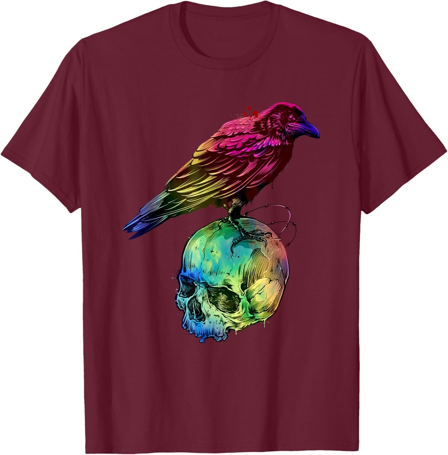 Skull Crow T-Shirt - T-Shirt | Maroon