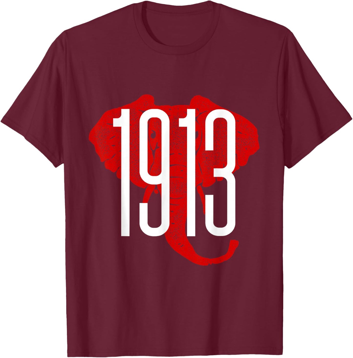 GGT 1913 Bold Elephant Background College T-Shirt - T-Shirt | Maroon