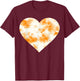 Heart Orange Tie Dye - Cute Valentines Day Graphic T-Shirt - T-Shirt | Maroon