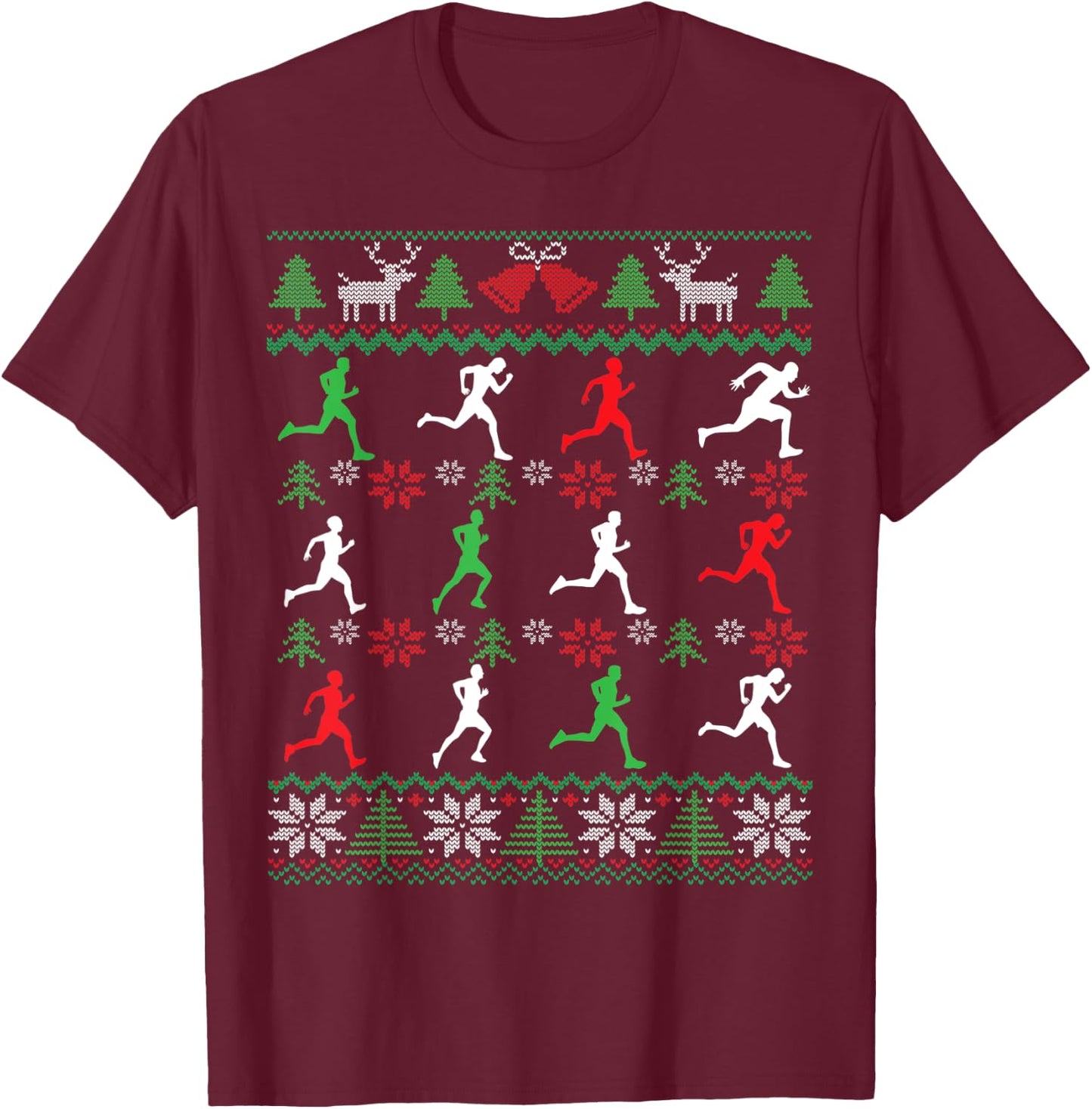 Running Ugly Christmas T-Shirt - T-Shirt | Maroon