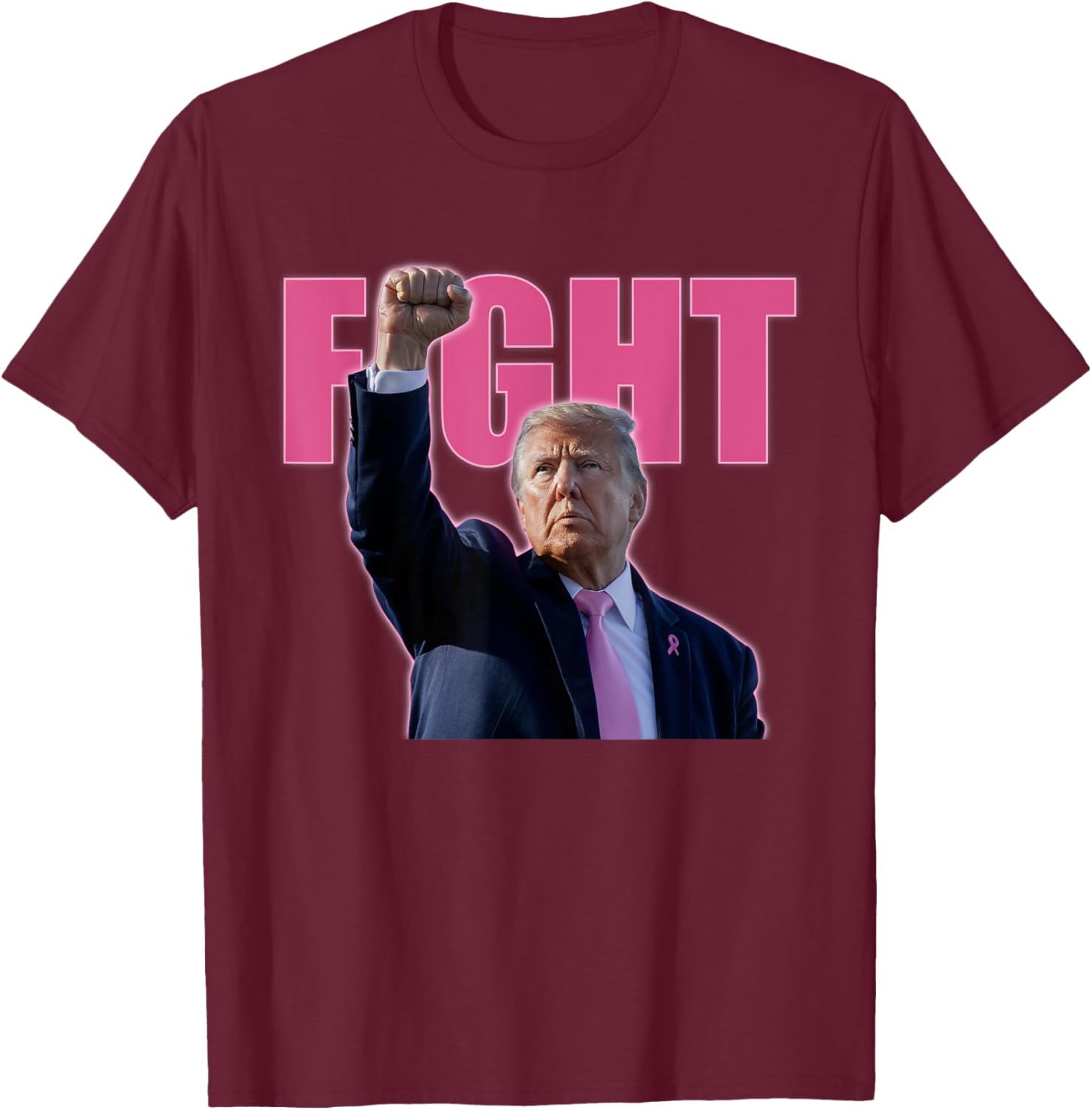 Trump Breast Cancer Awareness Survivor Fighter T-Shirt - T-Shirt | Maroon