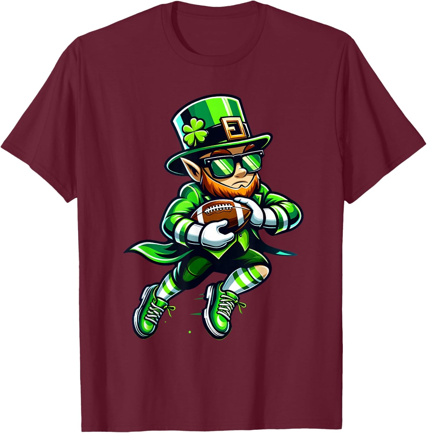 Leprechaun Playing Football St Patricks Day Sport Boys T-Shirt - T-Shirt | Maroon