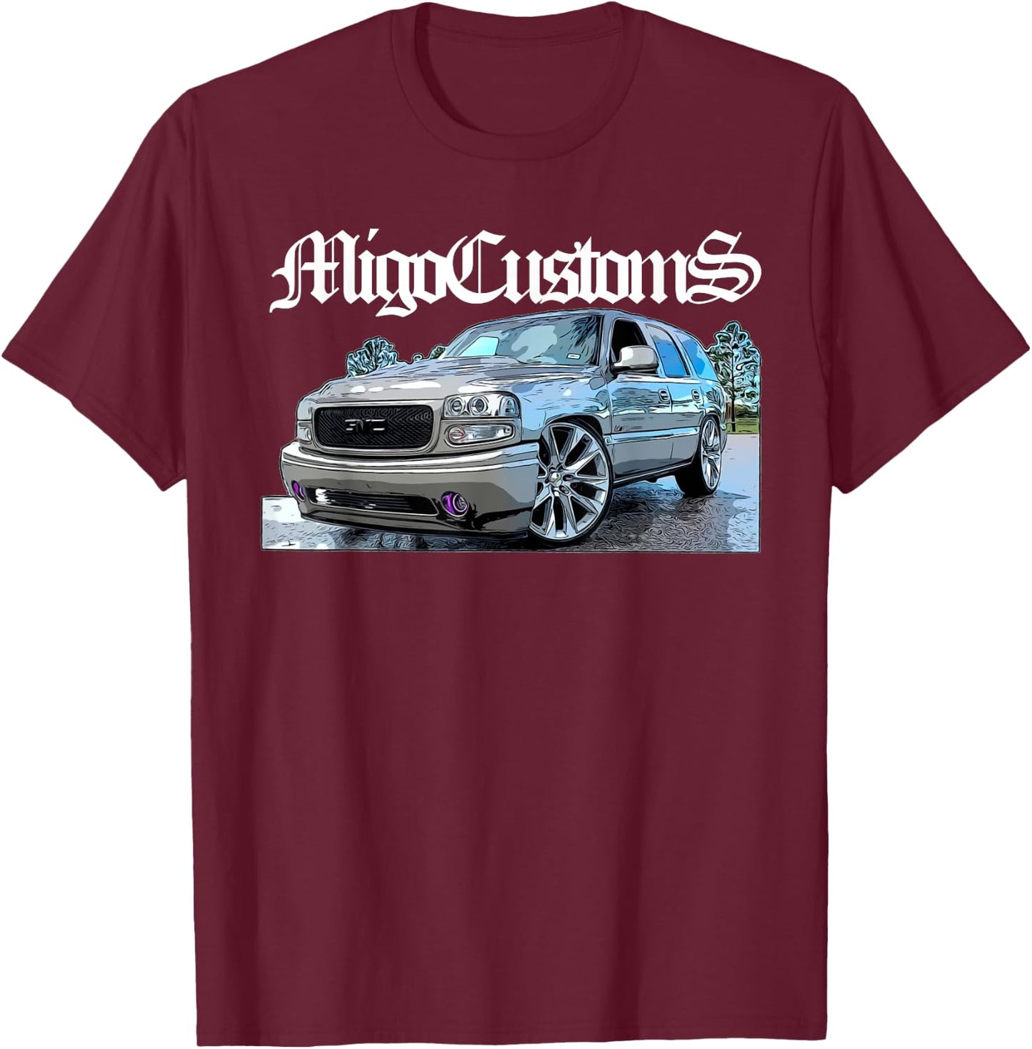 Custom Lowered Yukon, Tahoe SUV Trucks T-Shirt - T-Shirt | Maroon