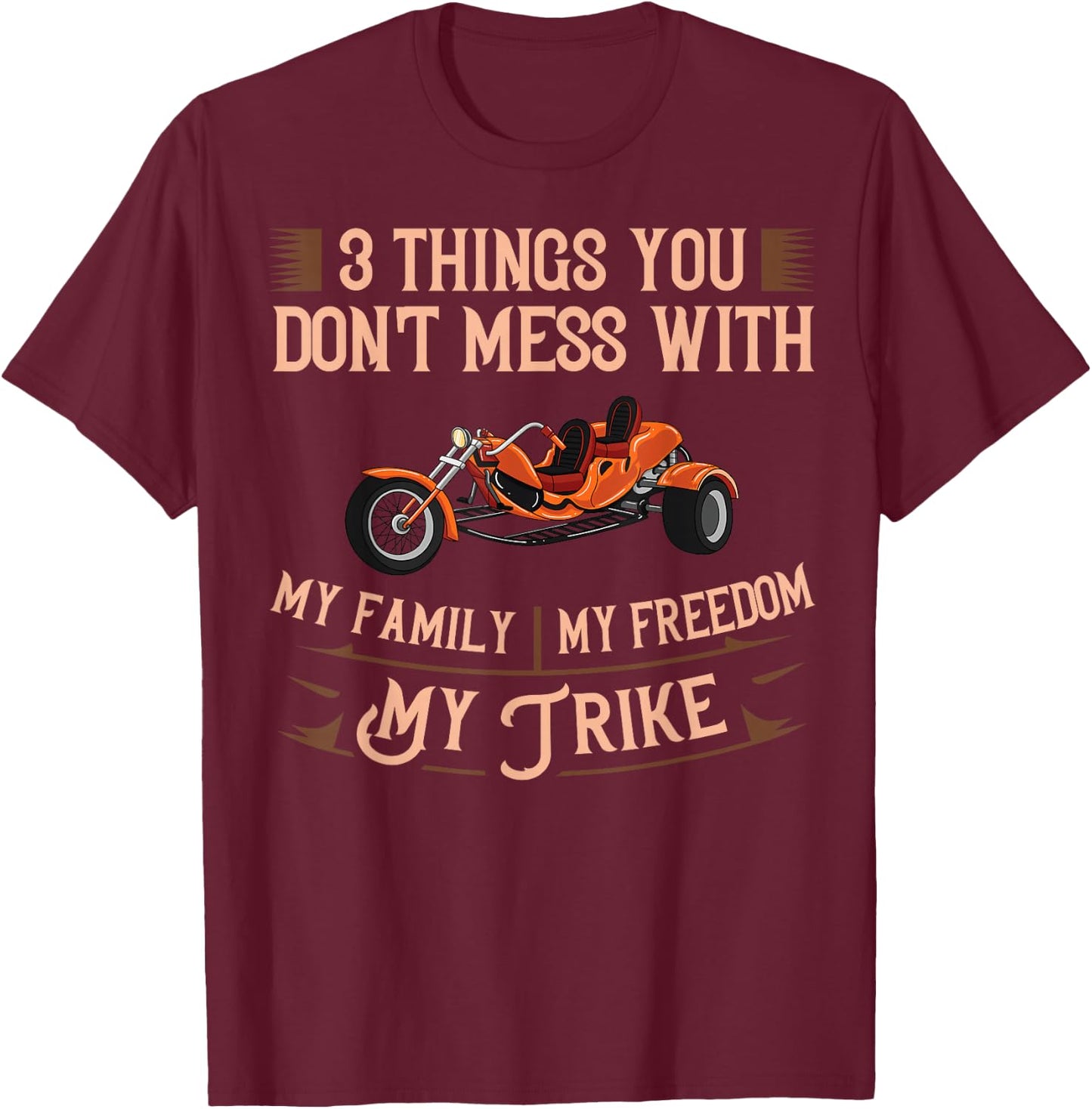 Trike Motorcycle Three Wheeler Bike T-Shirt - T-Shirt | Maroon