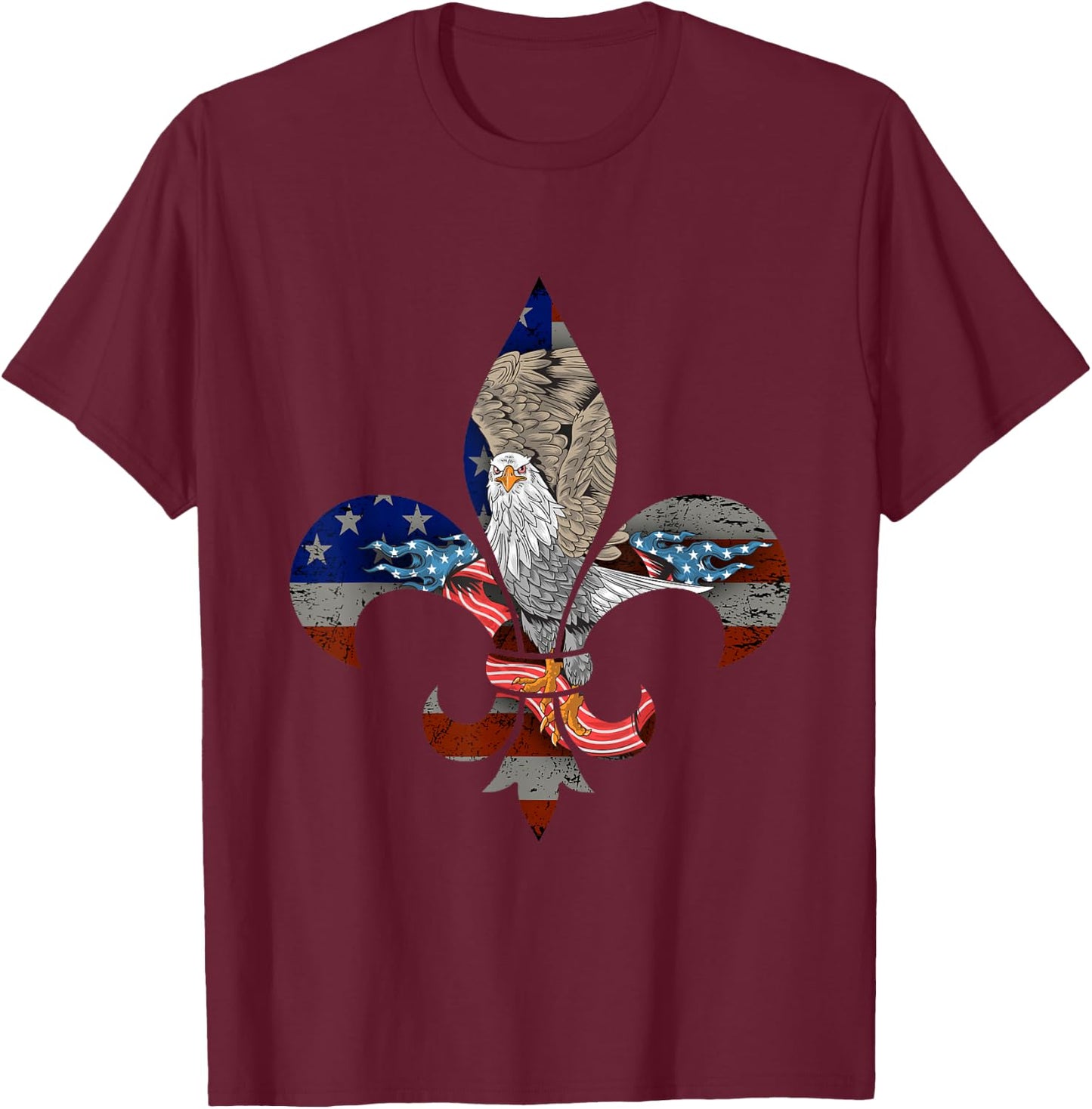 Funny Patriotic Scout Logo Scouting Lover Us Flag Eagle Gift T-Shirt - T-Shirt | Maroon