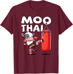 Muay Thai, Moo Thai | Thai Boxing For Youth, Muay Thai Cow T-Shirt - T-Shirt | Maroon