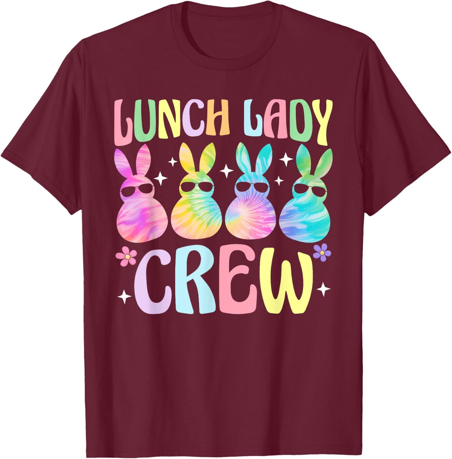 Lunch Lady Crew Cute Bunnies Cafeteria Squad Easter Day Kids T-Shirt - T-Shirt | Maroon