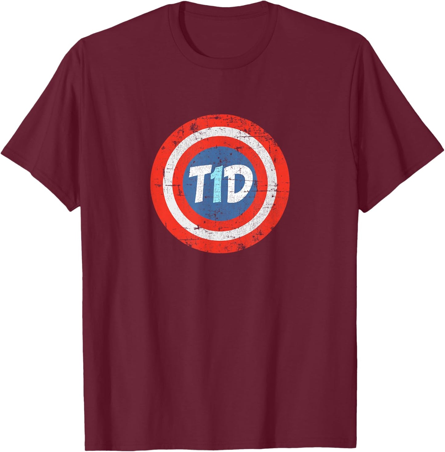 T1D Hero Sign Diabetic Diabetic Insulin Men Women T-Shirt - T-Shirt | Maroon