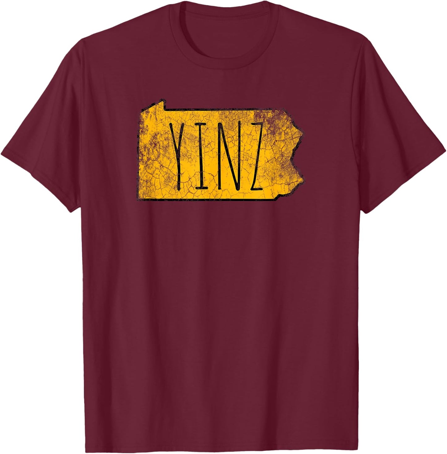 Yinz Pittsburgh Pennsylvania Map Funny Vintage T-Shirt - T-Shirt | Maroon