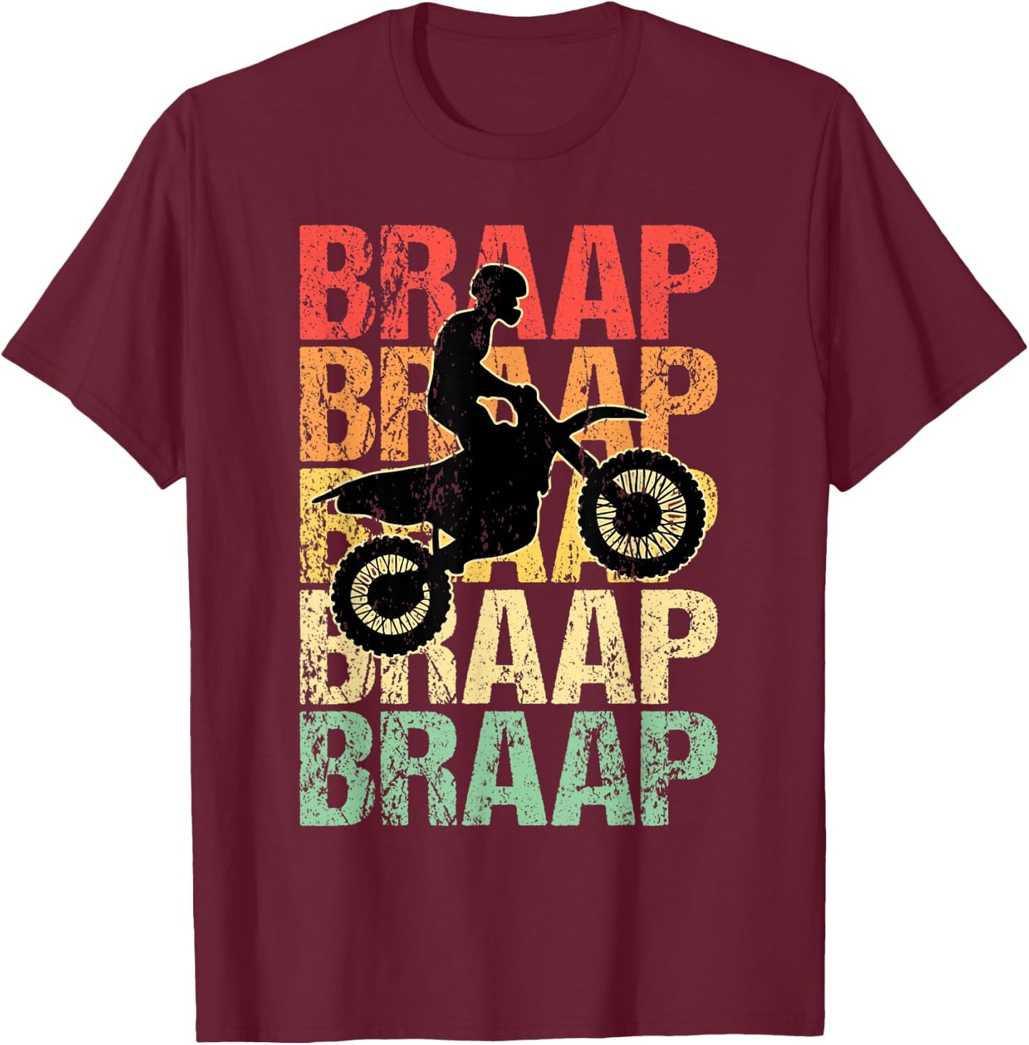Braap Brap Motocross Vintage T-Shirt - T-Shirt | Maroon