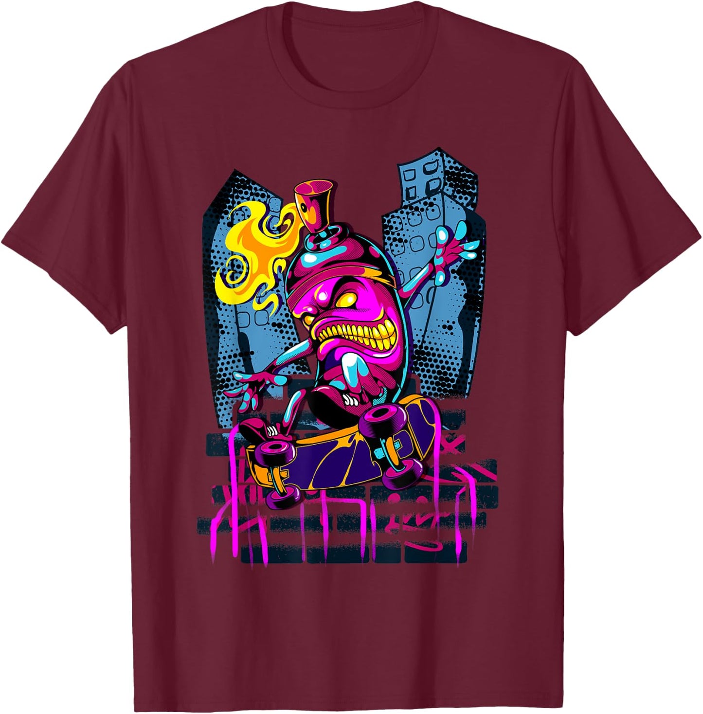 Graffiti Art Spray Paint Urban Street Art Skateboard T-Shirt - T-Shirt | Maroon
