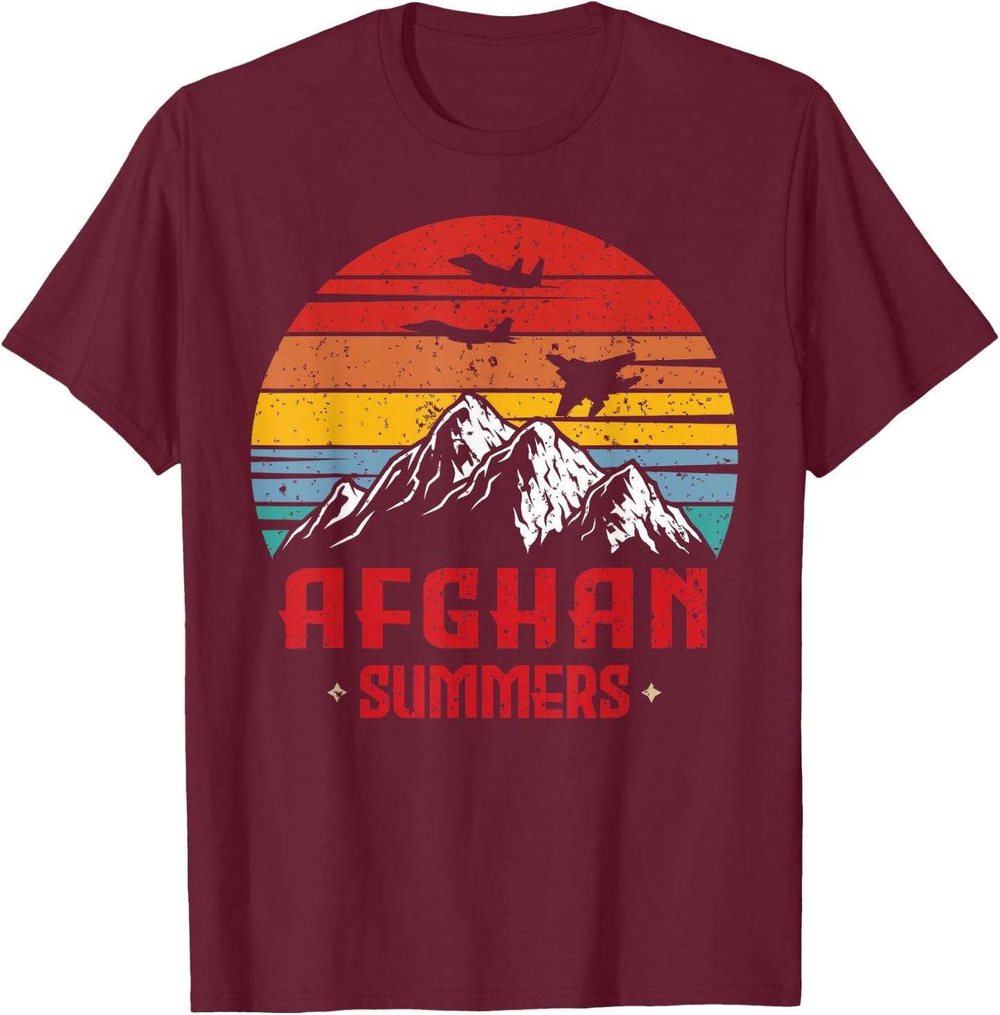 Afghan Summers Veteran Shirt Funny Afghanistan Veteran Gift T-Shirt - T-Shirt | Maroon