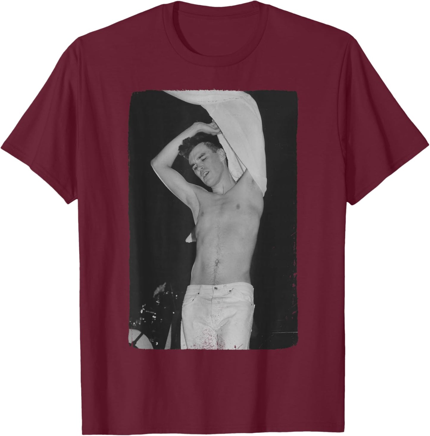 The Smiths Topless Morrissey 1986 by Stephen Wright T-Shirt - T-Shirt | Maroon