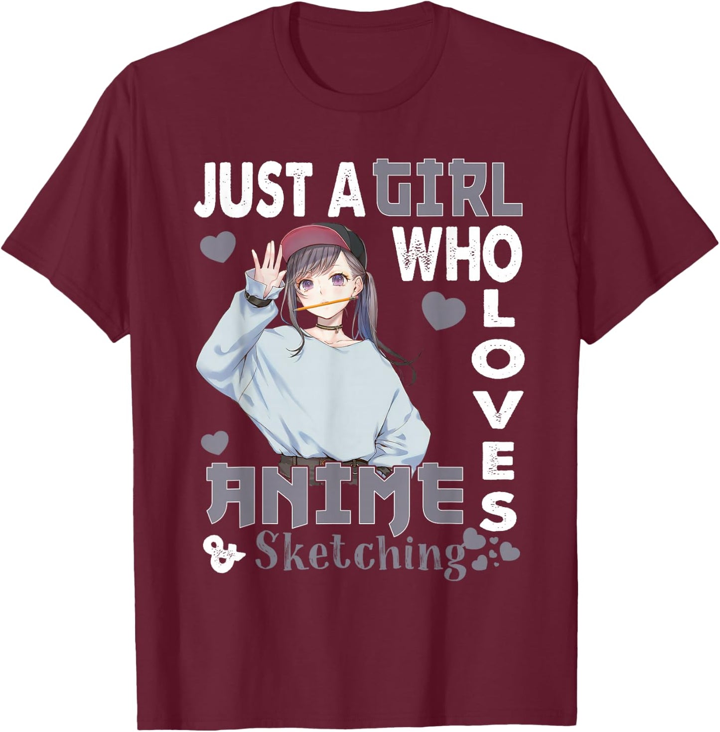 Japanese Anime Drawing Gifts Just A Girl Who Loves Sketching T-Shirt - T-Shirt | Maroon