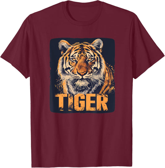 Nice Tiger Cat for Jungle and Animals Lovers Men Women Kids T-Shirt - T-Shirt | Maroon
