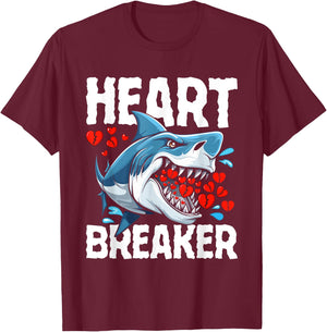 Shark Heart Breaker Happy Valentine’s Day Funny Sarcastic T-Shirt - T-Shirt | Maroon