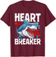 Shark Heart Breaker Happy Valentine’s Day Funny Sarcastic T-Shirt - T-Shirt | Maroon