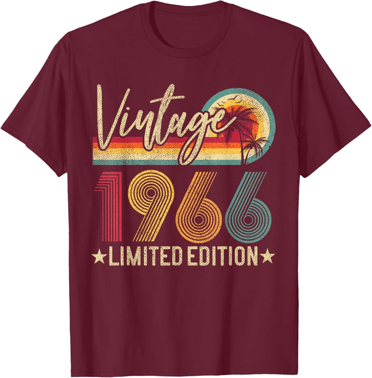 Limited Edition 1966 60th Birthday Gift 60 Years Old Vintage T-Shirt - T-Shirt | Maroon