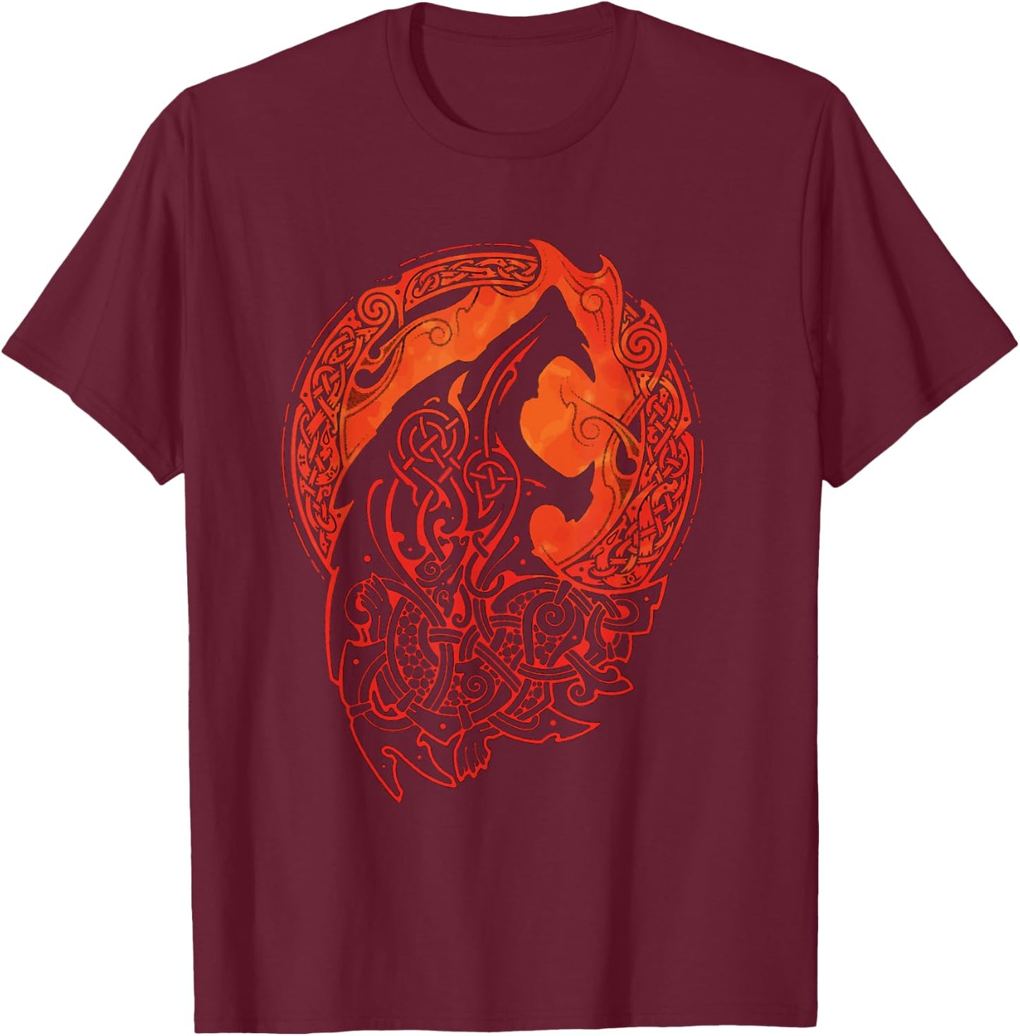 Viking Celtic Fenrir - Wolf of Odin Viking T-Shirt - T-Shirt | Maroon