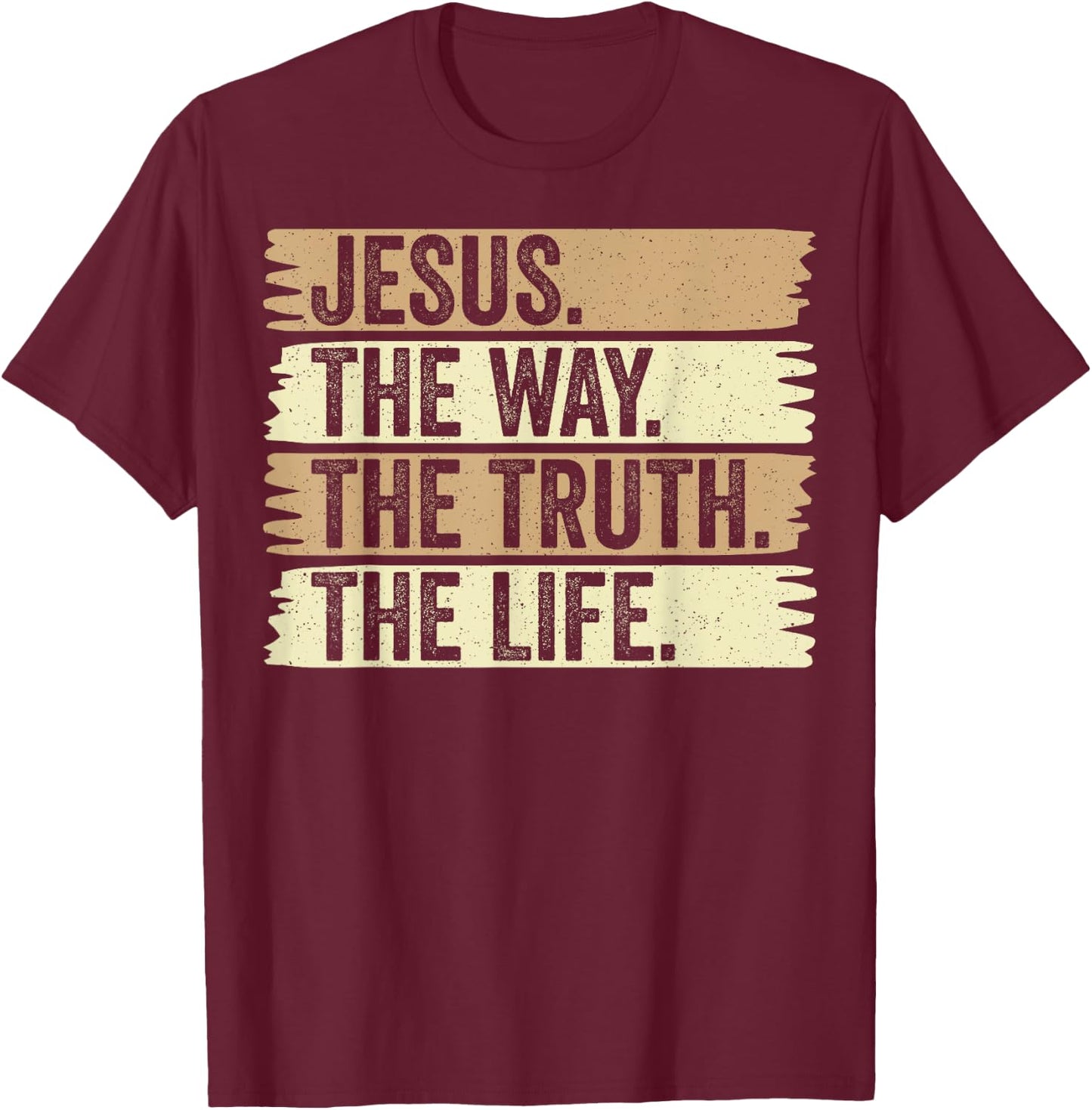 Retro Jesus The Way Truth and Life Vintage Christian Worship T-Shirt - T-Shirt | Maroon