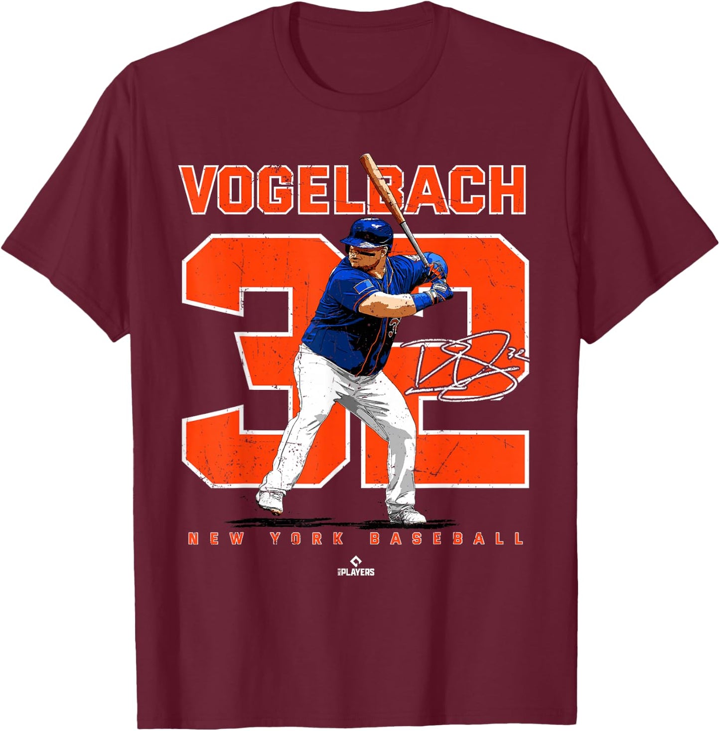 Number and Portrait Daniel Vogelbach New York MLBPA T-Shirt - T-Shirt | Maroon
