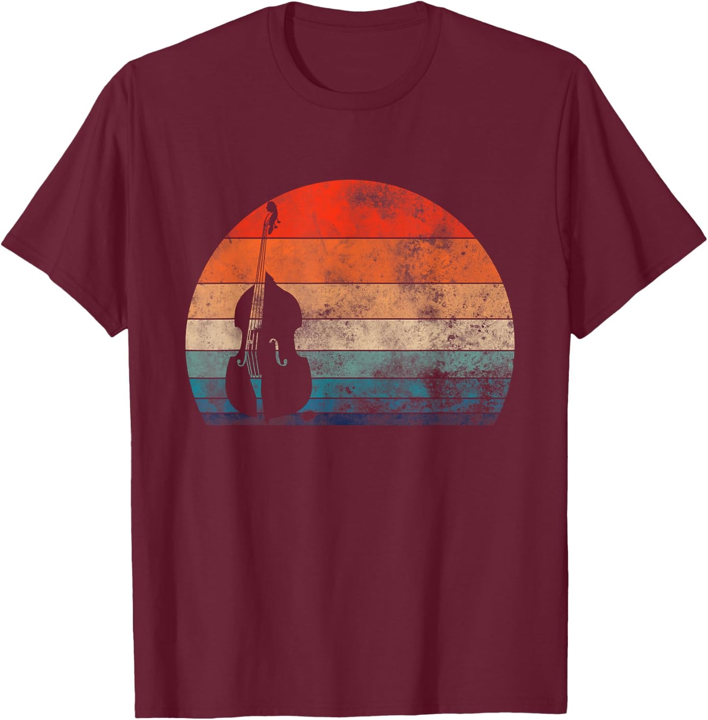 Retro Vintage Double Bass Musician T-Shirt - T-Shirt | Maroon