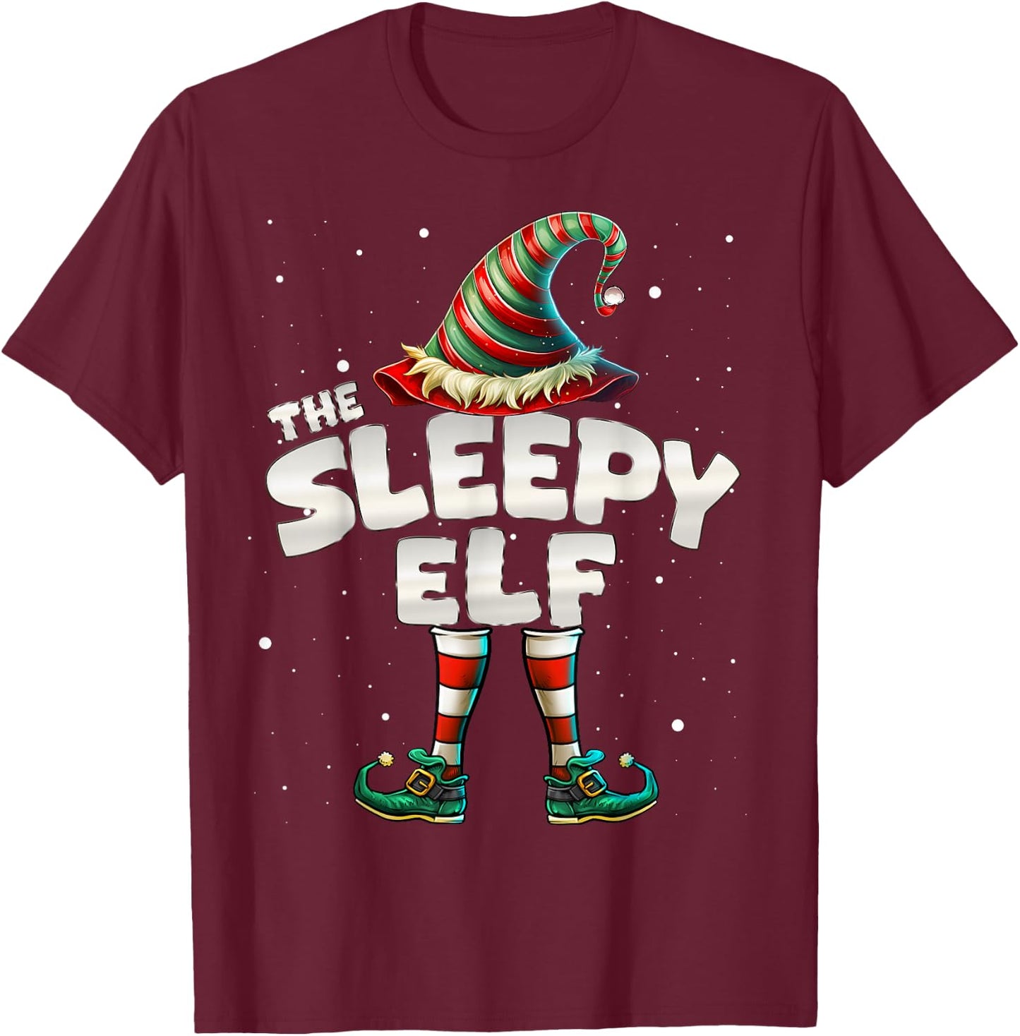 I'm The Sleepy Elf Family Matching Group Christmas T-Shirt - T-Shirt | Maroon