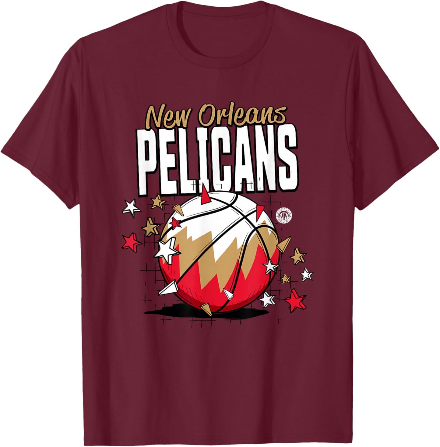 NBA New Orleans Pelicans Basketball Doodle Stars T-Shirt - T-Shirt | Maroon