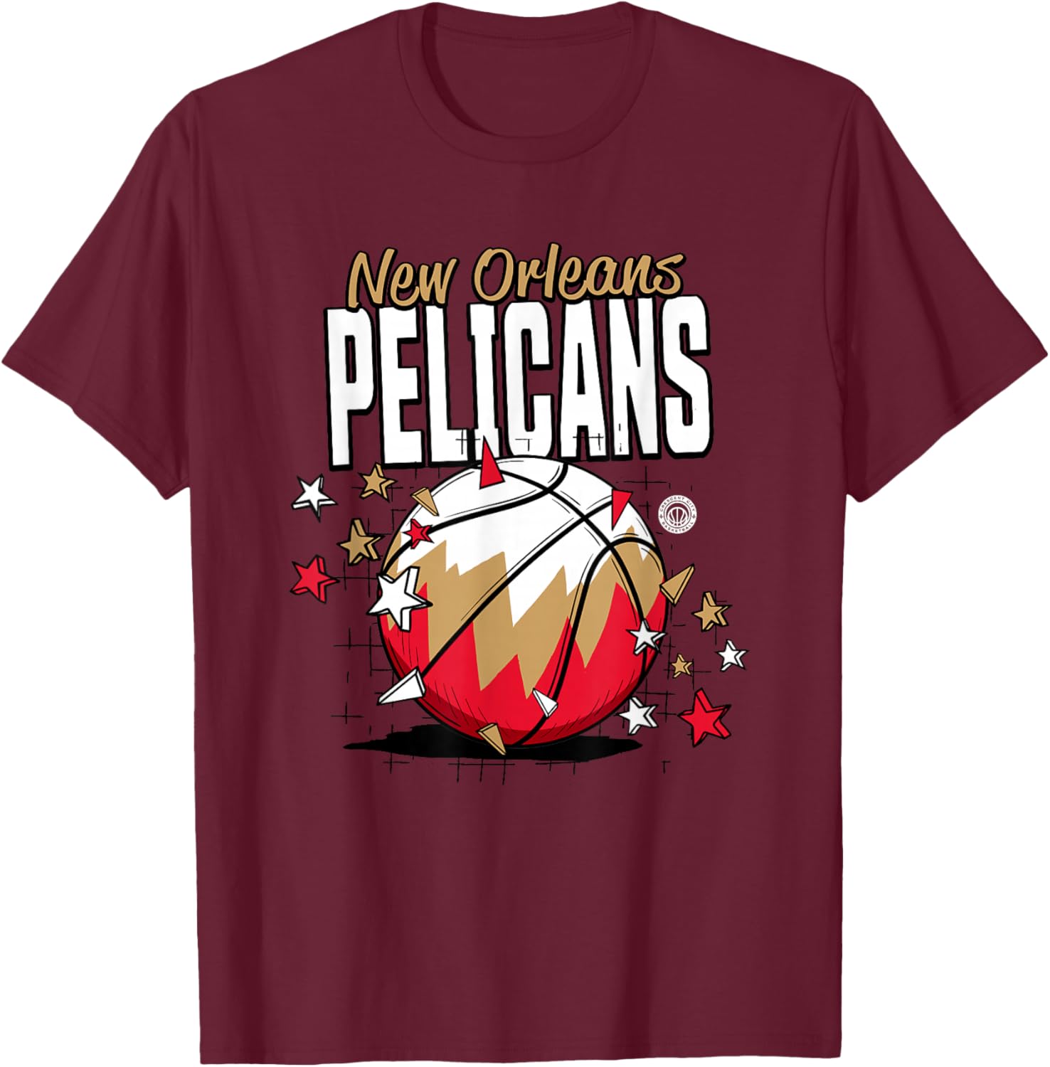 NBA New Orleans Pelicans Basketball Doodle Stars T-Shirt - T-Shirt | Maroon