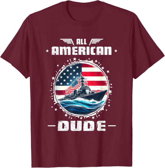 USA Perfect Dude Merch Perfect Dude Shirt All American Dude T-Shirt - T-Shirt | Maroon