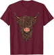 Scottish Highland Cow Face Highlander Cattle T-Shirt - T-Shirt | Maroon