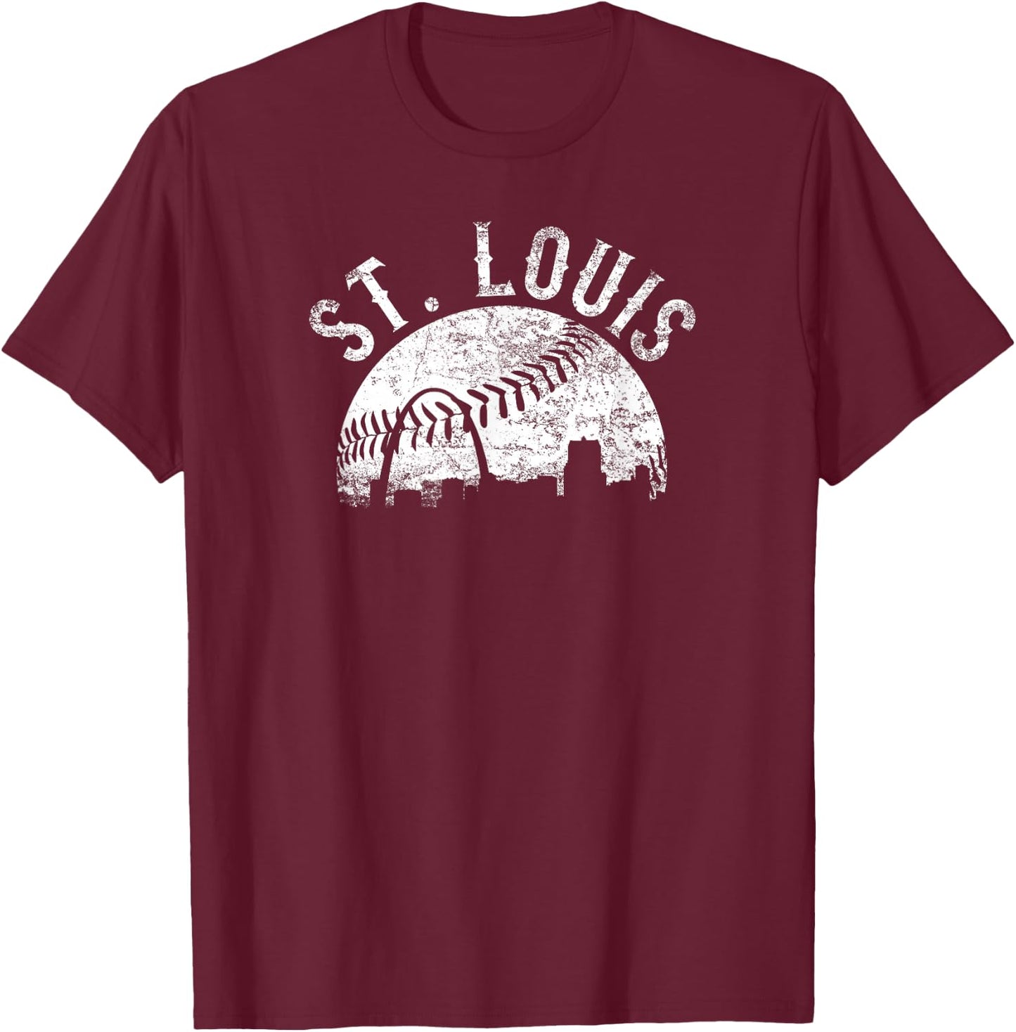 Vintage St Louis Missouri Skyline Apparel T-Shirt - T-Shirt | Maroon