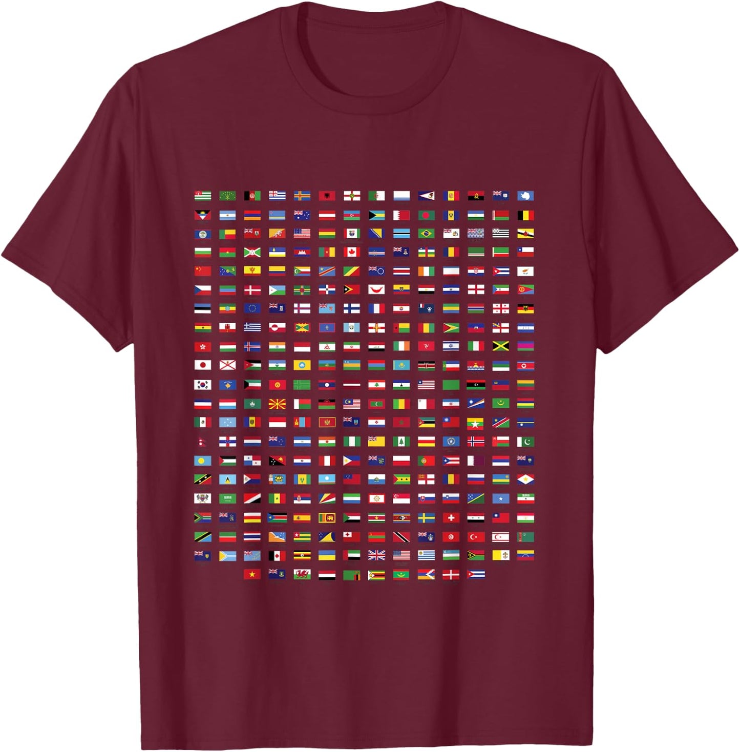 World Flags design, Cool Travel 210 Flag T-Shirt - T-Shirt | Maroon